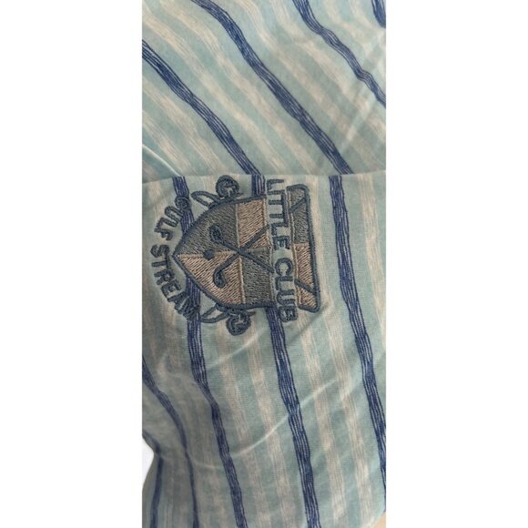 B DRADDY 100% PIMA Cotton Polo Shirt Pocket Embroidered Logo White Blue Pinstrip - Picture 5 of 10